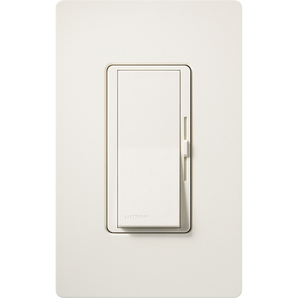 Diva Dimmer - Satin Finish, Fluorescent or LED Dimming with 0-10V Ballasts and Drivers, Single-pole/3-way, 120-277V/50mA/8A in biscuit