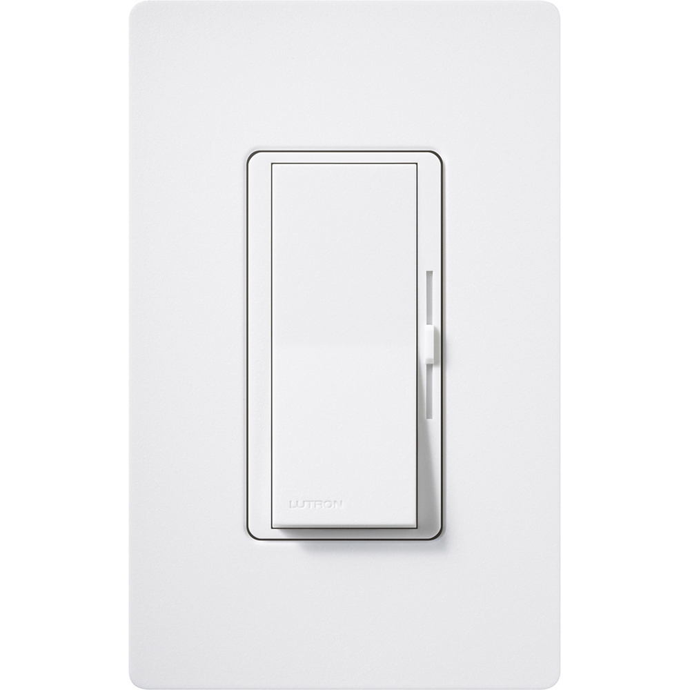 Diva Dimmer - Satin Finish, Fluorescent or LED Dimming with 0-10V Ballasts and Drivers, Single-pole/3-way, 120-277V/50mA/8A in snow