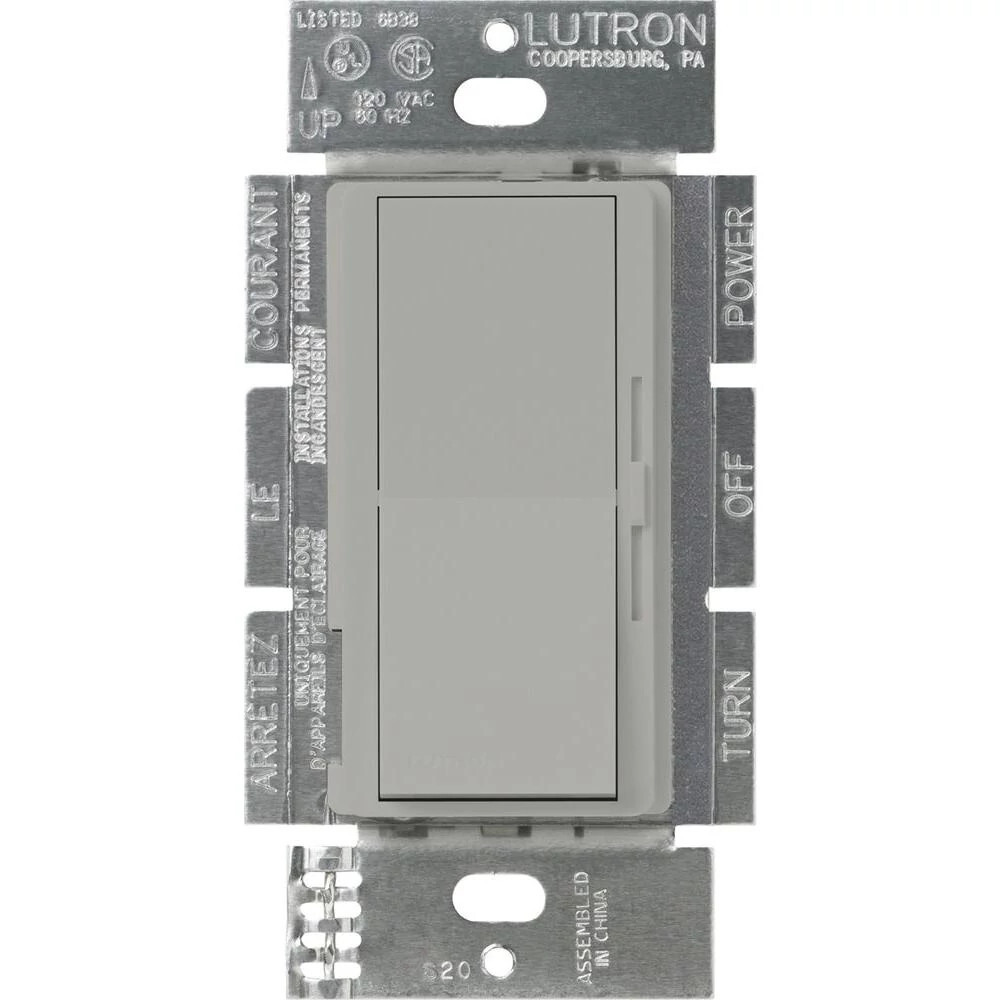 DVSTV-GR Diva 0-10V Dimmer Switch, 8 Amp, 50 mA sink, 1 Pole/3-Way, No Neutral Required, 120V, Gray