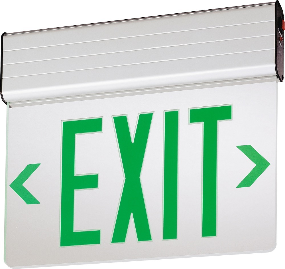 Surface mount LED edge-lit, Single face, Green with Mirror Separator, Emergency, SKU - 167GM1