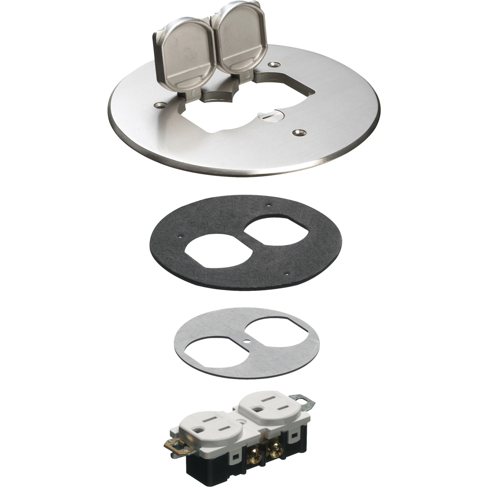 6" round nickel plated with 2 flip lids cover kit.