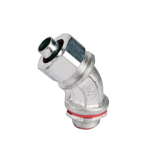 Liquidtight Conduit Fitting, 45 Degree Bend, Insulated, Trade Size 1 Inch, Malleable Iron