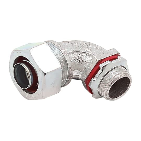 Liquidtight Conduit Fitting, 90 Degree Bend, Trade Size 1/2 Inch, Malleable Iron