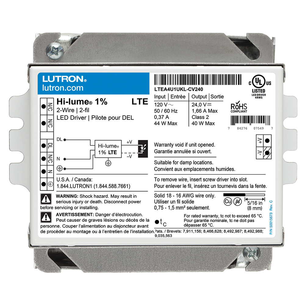 Hi-Lume A-Series driver, forward phase, 24 V, provides continuous flicker-free dimming for constant current or voltage LED sources