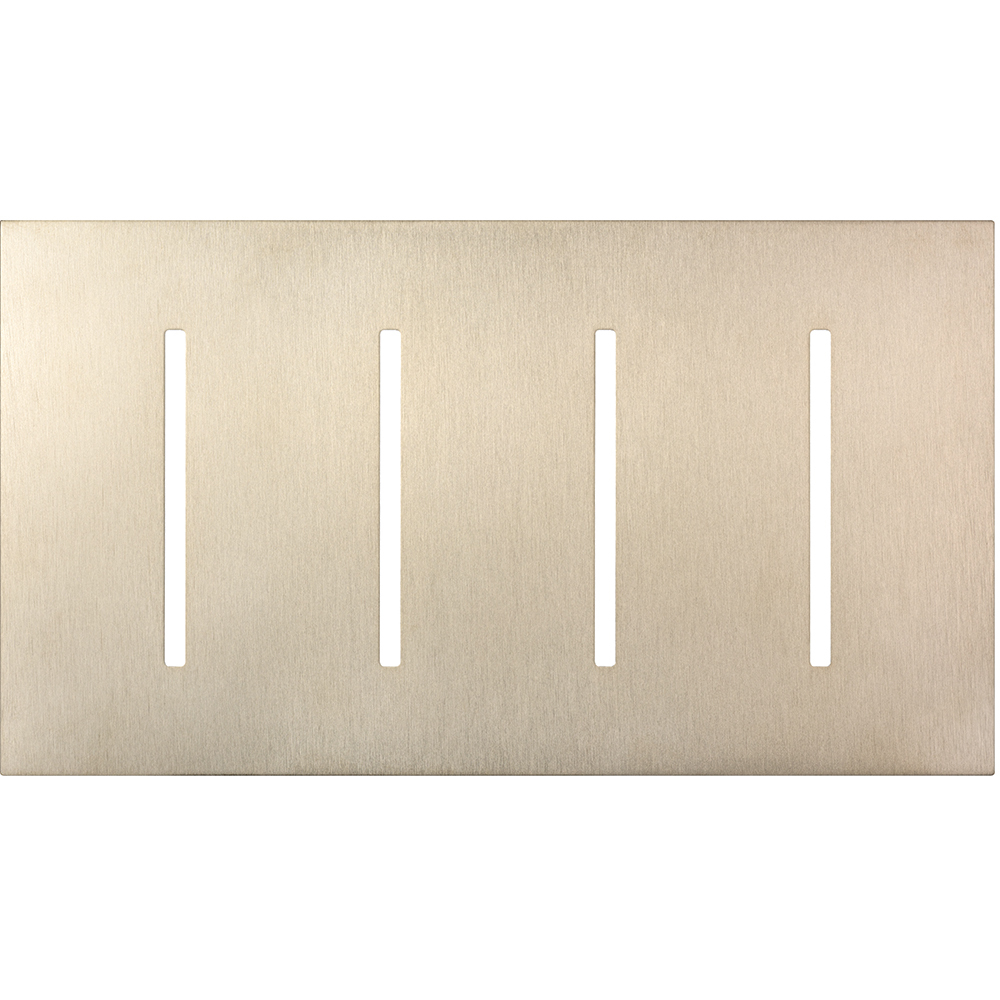 Multigang Wallplate for GRAFIK T Controls, Four-gang for 4 dimmers, switches, or wallstations in satin nickel
