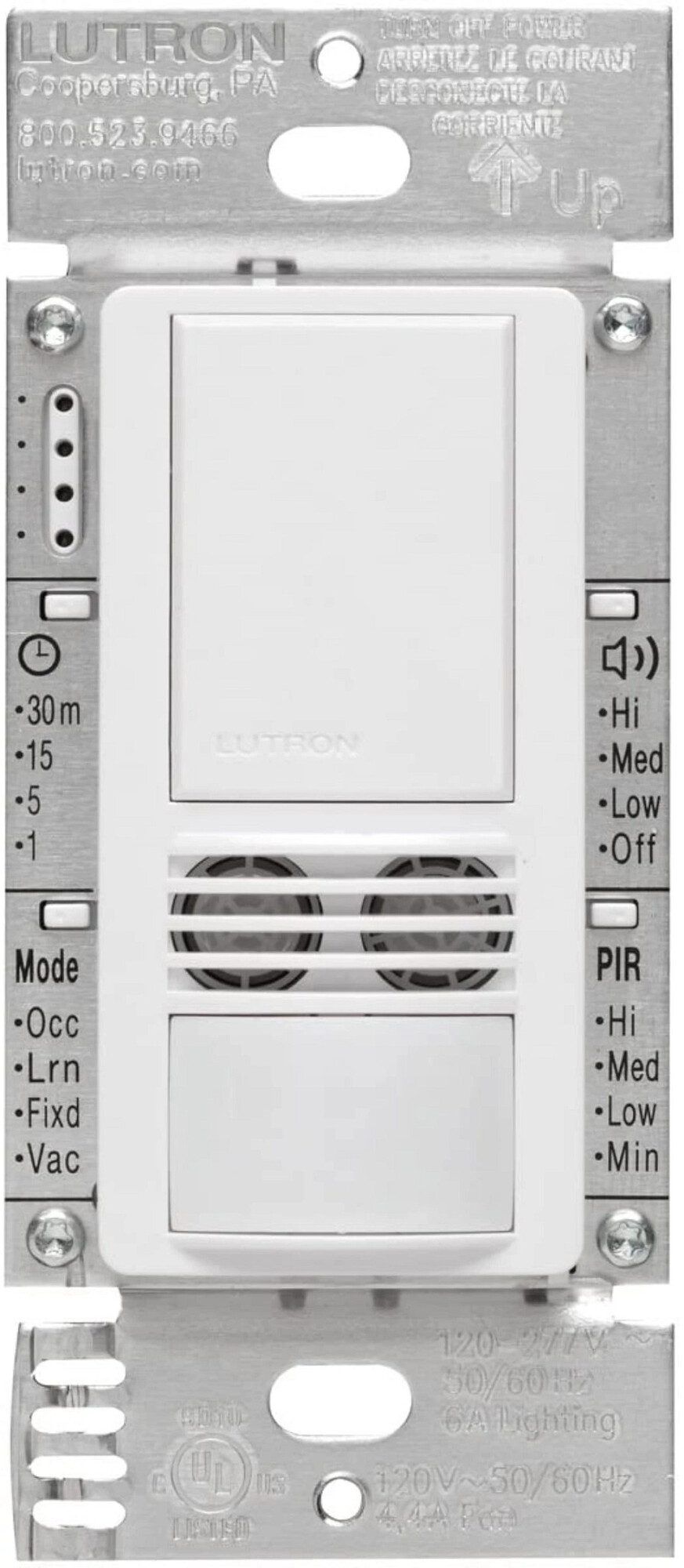 Maestro Dual Technology (Dual Tech) occupancy sensor switch, neutral connection required applies exclusive XCT Technology for minor and fine motion detection in white