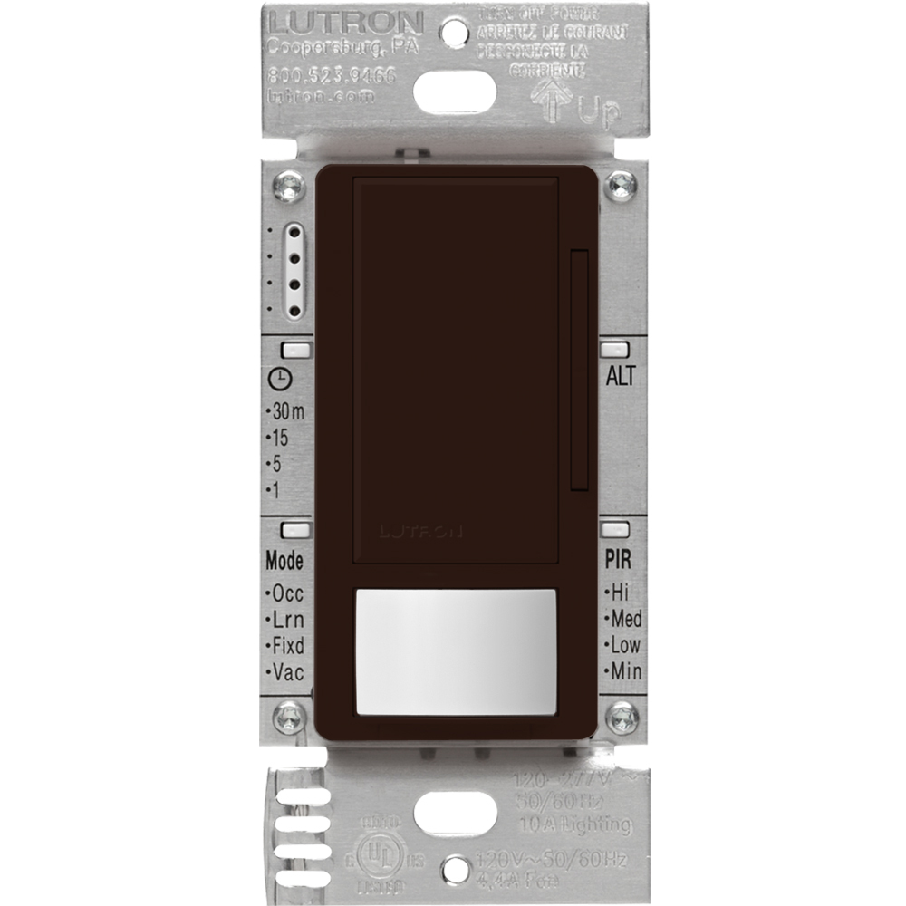 Maestro 0-10V dimmer occupancy/vacancy sensor, passive infrared, 8A fluorescent ballast or LED driver, 120-277V, in brown