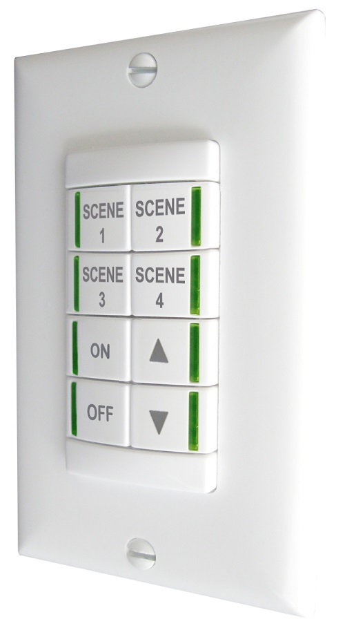 Low Voltage Push-Button Wallpod , 4 scene control, Occupancy controlled dimming without dimming output, White, SKU - 210WEP