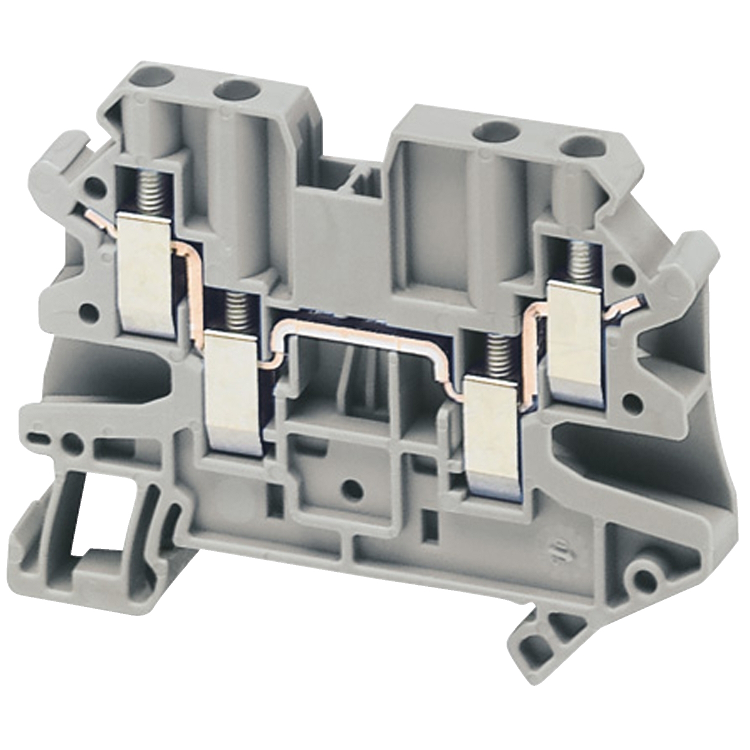 Terminal Block, Double Deck Pass-Through, Series: TRV, 352/150/500 VAC, 29/30/32 A, 1 Pole, 0.14 to 6 sq-mm Wire, 0.35 in Wire Strip Length, Screw Terminal, 65.4 mm Terminal, 5.31 to 7.08 in-lb, Clip-On Mount, Sideway, -40 to 266 deg F, Polyamide 6.6, Gray, 2.57 in L x 0.24 in W x 1.87 in H