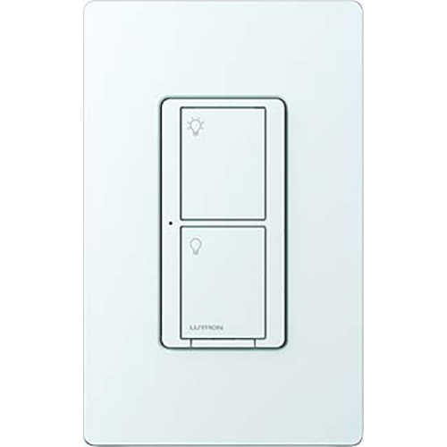 Lutron 5 A 2-button RF switch, uses patented Clear Connect RF Technology, provides switching of multiple load types, occupancy/vacancy sensing, and daylight harvesting in white