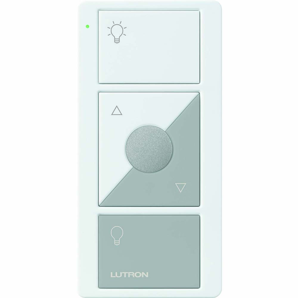 Pico Wireless Control, 3-button with raise/lower, light icons, in white/gray