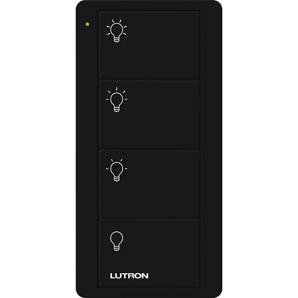 Pico Wireless Control, 4-button, 434 MHz, scene control of lights, standard engraving, in black