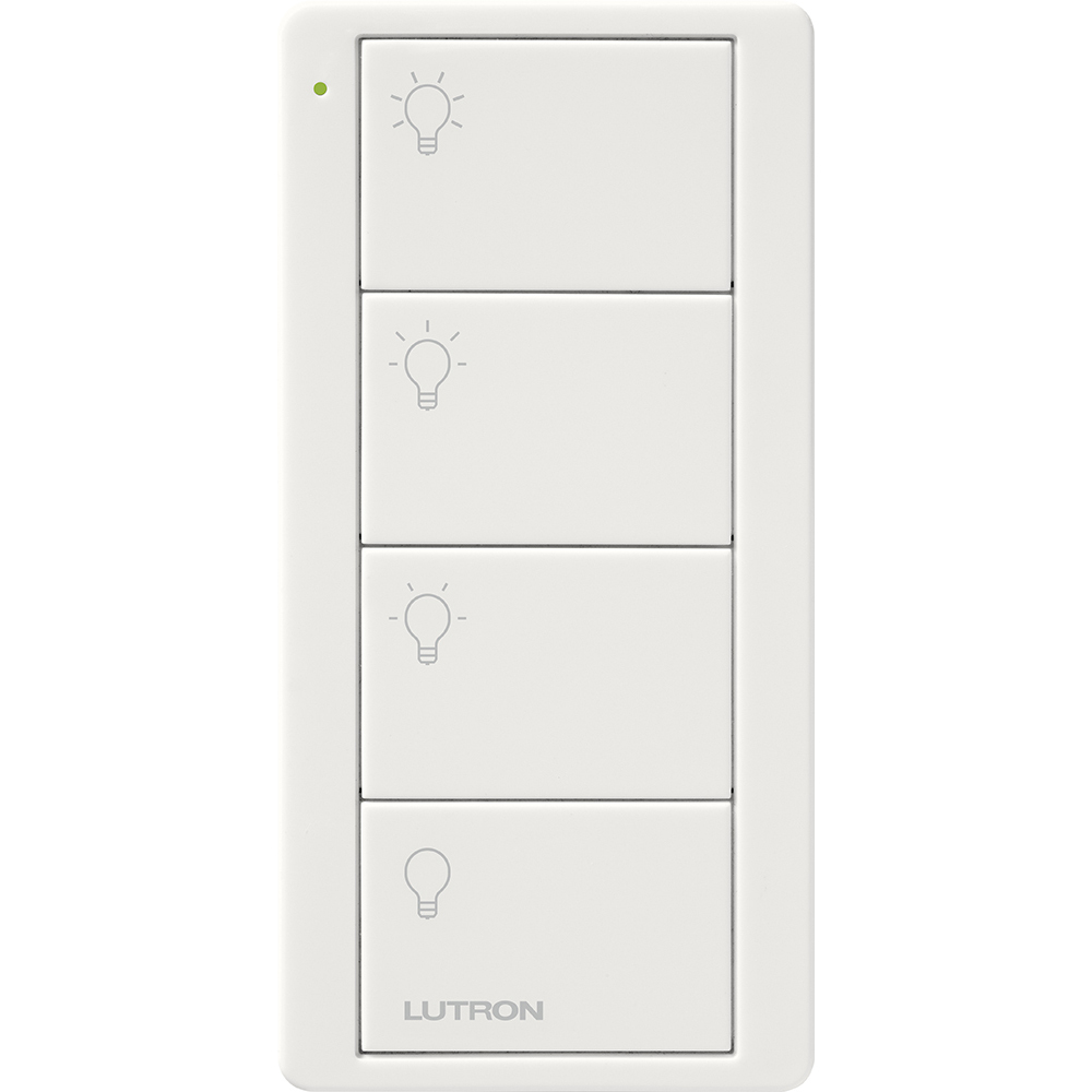Pico Wireless Control, 4-button, 434 MHz, scene control of lights, standard engraving, in white