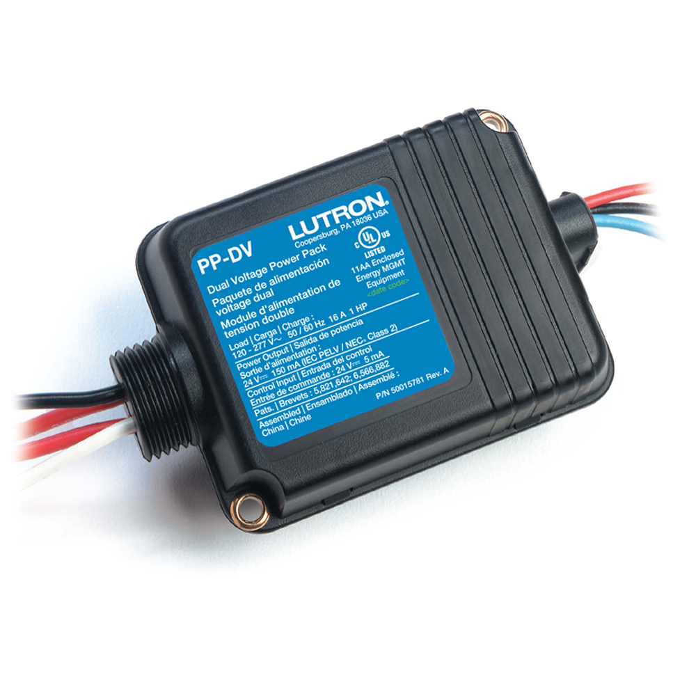 Lutron dual voltage power pack, 120-277V, relay contact rating 16A lighting/1 HP motor