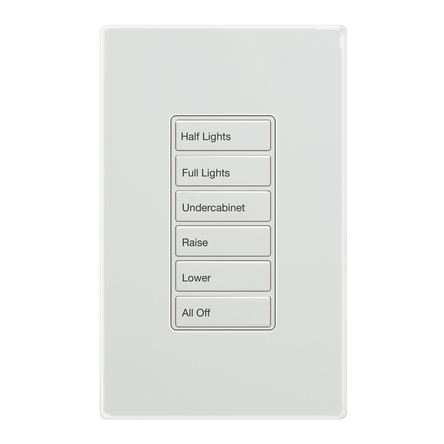 Zone Wallstation, 5 Small Button, Half Lights, Full Lights, Raise, Lower, All OFF (5TSB), White