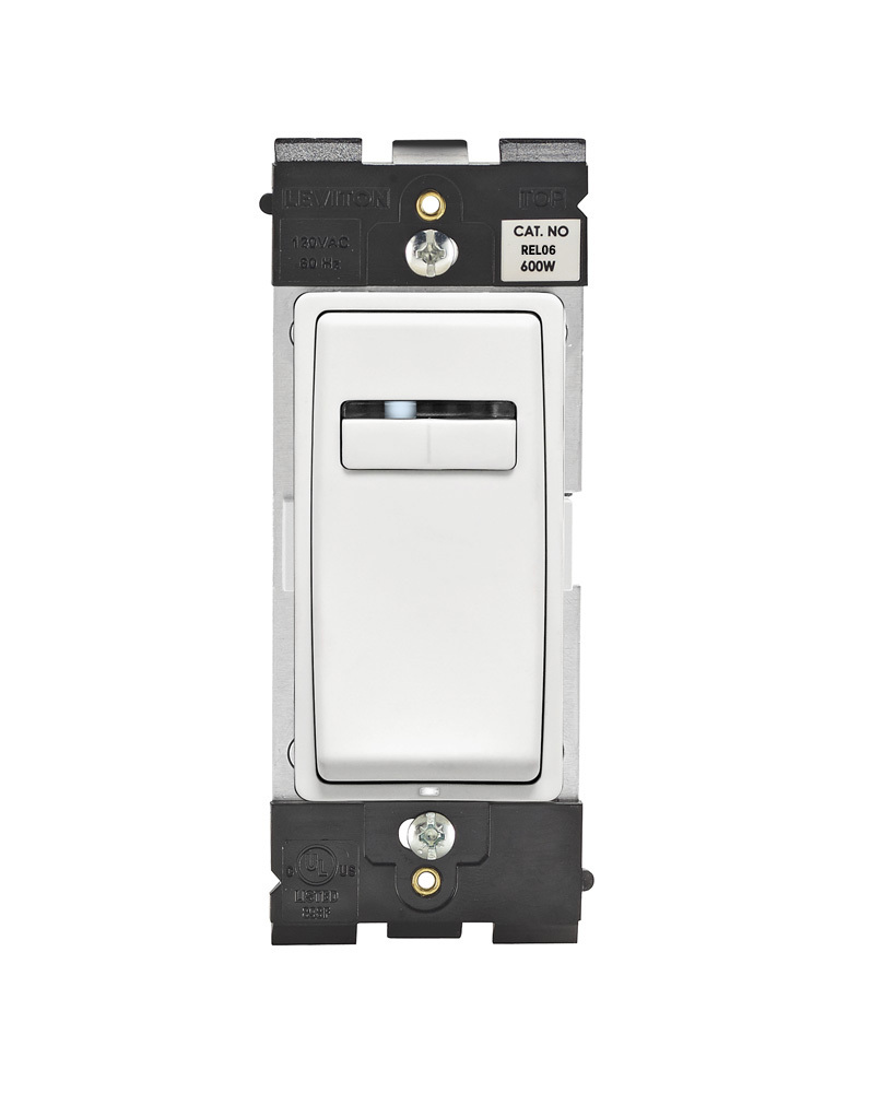  Renu Universal Dimmer for Single Pole. 3-Way or More Applications. 600W-120VAC Incandescent. 600VA-120VAC MLV and 300W-120VAC Dimmable LED and CFL. in White on White