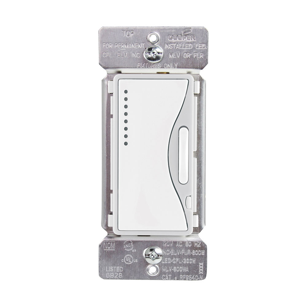 Eaton Z-Wave dimmer switch, White Satin, Single pole, 120 Vac, 300W Dimmable LED/CFL, 600W Incandescent, Halogen, Magnetic Low Voltage, Electronic Low Voltage, Dimmer switch, Multi-location, 32F to 104F (0C to 40C) 737022