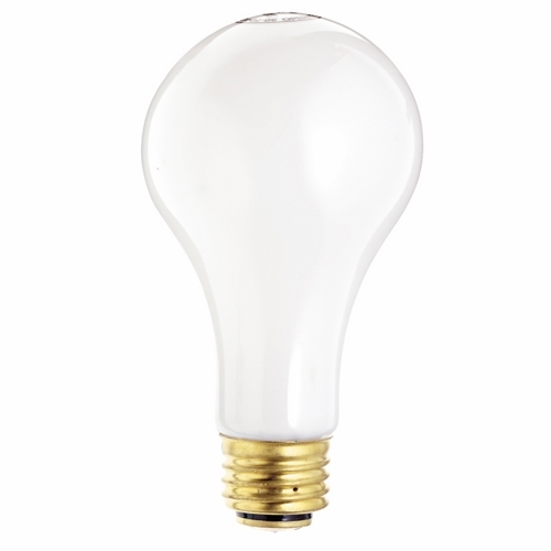Incandescent 3-Way Lamp, Designation: 30/100A21/W, 120 V, 30/70/100 WTT, A21 Shape, E26 Medium Base, White, CC-2V/C-9 Filament, 2500 HR, 5-5/8 IN Length, 2-5/8 IN Diameter