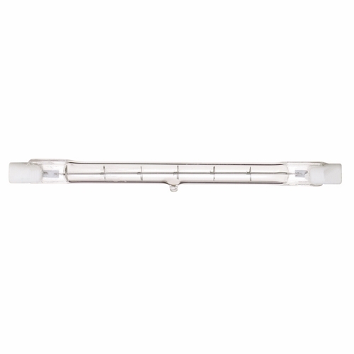 Halogen Double Ended Halogen Lamp, Designation: 300T3Q/CL, 130 V, 300 WTT, T3 Shape, R7s Double Ended Base, Clear, C-8 Filament, 1500 HR, Lumens: 5300 LM Initial, 4-11/16 IN Length, 3/8 IN Diameter