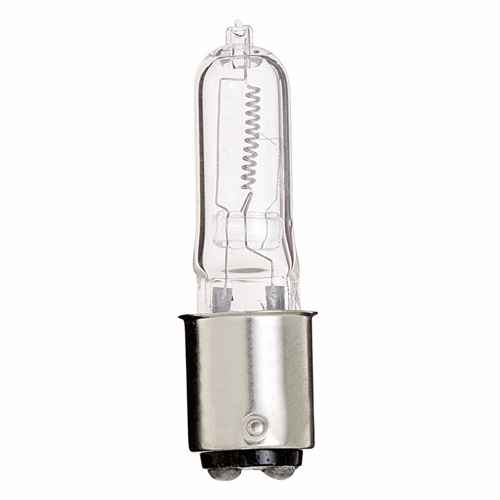 Halogen Single Ended Lamp, Designation: 50Q/CL/DC, 120 V, 50 WTT, T4 Shape, BA15d DC Bay Base, Clear, CC-2V Filament, 2000 HR, Lumens: 750 LM Initial, 2-15/16 IN Length, 1/2 IN Diameter
