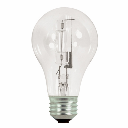 Halogen Type A, Designation: 72A19/HAL/ES/CL/120V 2PK, 120 V, 72 WTT, A19 Shape, E26 Medium Base, Clear, 1000 HR, Lumens: 1490 LM Initial, 3000 DEG K Color Temperature, Warm White 4-7/16 IN Length, 2-3/8 IN Diameter