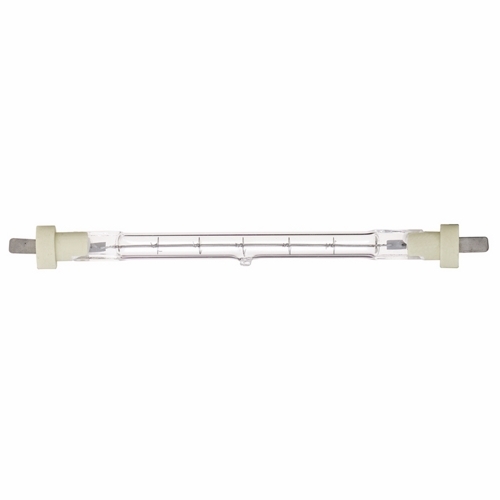 Halogen Double Ended Halogen Lamp, Designation: 300T3Q/CL, 120 V, 300 WTT, T3 Shape, Flat Blade Blade Base, Clear, C-8 Filament, 1500 HR, Lumens: 5300 LM Initial, 5-13/16 IN Length, 3/8 IN Diameter