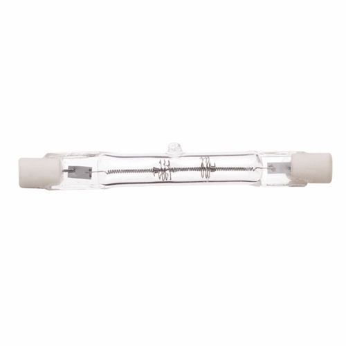 Halogen Double Ended Halogen Lamp, Designation: 75T3Q/CL, 130 V, 75 WTT, T3 Shape, R7s Double Ended Base, Clear, C-8 Filament, 1500 HR, Lumens: 1050 LM Initial, 3-1/8 IN Length, 3/8 IN Diameter