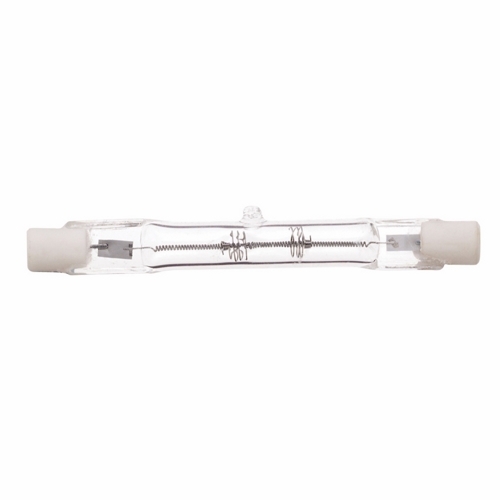 Halogen Double Ended Halogen Lamp, Designation: 75T3Q/CL, 120 V, 75 WTT, T3 Shape, R7s Double Ended Base, Clear, C-8 Filament, 1500 HR, Lumens: 1050 LM Initial, 3-1/8 IN Length, 3/8 IN Diameter