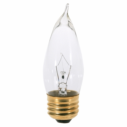 Incandescent Decorative Lamp, Designation: 40CA10, 120 V, 40 WTT, CA10 Shape, E26 Medium Base, Clear, CC-2V Filament, 1500 HR, Lumens: 370 LM Initial, 4-1/4 IN Length, 1-1/4 IN Diameter