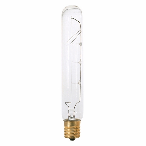 Incandescent Tubular Lamp, Designation: 20T6 1/2N, 130 V, 20 WTT, T6 1/2 Shape, E17 Intermediate Base, Clear, C-6 Filament, 1500 HR, Lumens: 150 LM Initial, 5-3/8 IN Length, 13/16 IN Diameter