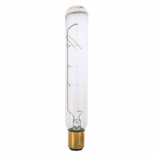 Incandescent Tubular Lamp, Designation: 20T6 1/2DC, 130 V, 20 WTT, T6 1/2 Shape, BA15d DC Bay Base, Clear, C-6 Filament, 1500 HR, Lumens: 150 LM Initial, 5-3/8 IN Length, 13/16 IN Diameter
