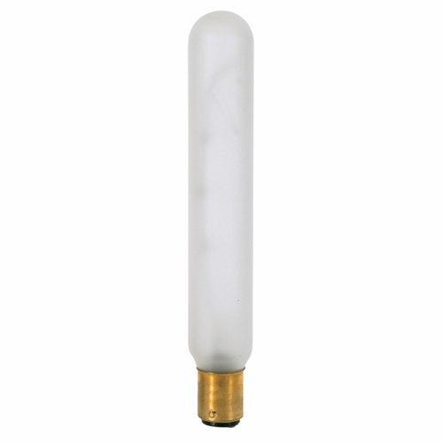 Incandescent Tubular Lamp, Designation: 20T6 1/2DC/F, 130 V, 20 WTT, T6 1/2 Shape, BA15d DC Bay Base, Frosted, C-6 Filament, 1500 HR, Lumens: 140 LM Initial, 5-3/8 IN Length, 13/16 IN Diameter