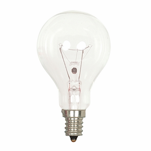Incandescent General Service Lamp, Designation: 60A15/CL/E12, 130 V, 60 WTT, A15 Shape, E12 Candelabra Base, Clear, C-9 Filament, 1000 HR, Lumens: 700 LM Initial, 3-3/8 IN Length, 1-7/8 IN Diameter