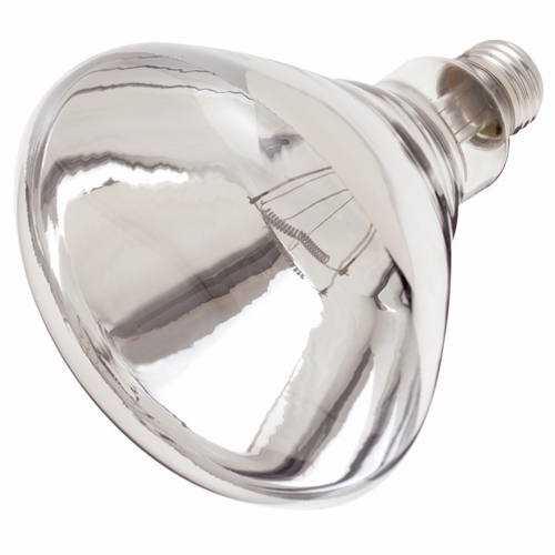 Incandescent Shatter Proof Lamp, Designation: 250R40/1/TF, 120 V, 250 WTT, R40 Shape, E26 Medium Base, Clear Heat, C-9 Filament, 6000 HR, 6-7/8 IN Length, 5 IN Diameter