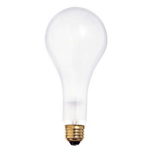 Incandescent General Service Lamp, Designation: 300M/IF, 130 V, 300 WTT, PS25 Shape, E26 Medium Base, Frosted, C-9 Filament, 5000 HR, Lumens: 3600 LM Initial, 6-15/16 IN Length, 3-1/8 IN Diameter