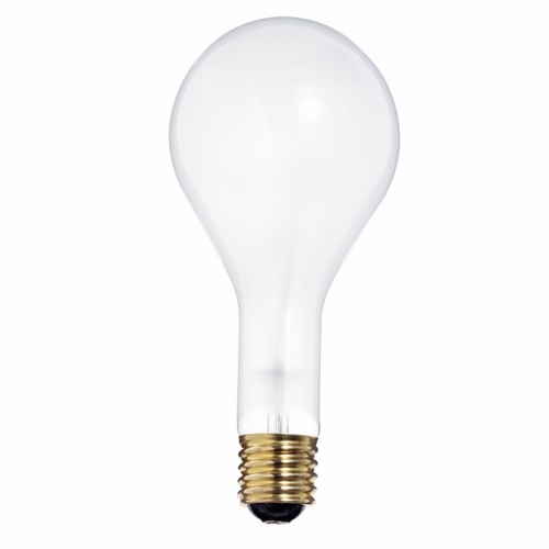Incandescent General Service Lamp, Designation: 300/PS35/IF, 130 V, 300 WTT, PS35 Shape, E39 Mogul Base, Frosted, C-9 Filament, 2500 HR, Lumens: 3600 LM Initial, 9-3/8 IN Length, 4-3/8 IN Diameter