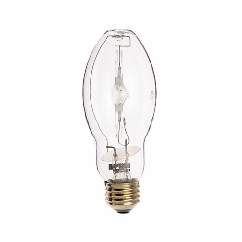 HID Metal Halide Lamp, Designation: MH1000/BT37/U/4K, 1000 WTT, BT37 Shape, E39 Mogul Base, Clear, 15000 HR, Lumens: 110000 LM Initial, 4200 DEG K Color Temperature, Cool White 65 CRI, 11-1/2 IN Length, 4-5/8 IN Diameter, Burn Position: Universal