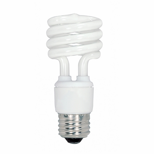 Compact Fluorescent Spiral Lamp, Designation: 13T2/41, 120 V, 13 WTT, Mini Spiral Shape, E26 Medium Base, 12000 HR, Lumens: 880 LM Initial, 4100 DEG K Color Temperature, Cool White 82 CRI, 4-1/8 IN Length, 1-13/16 IN Diameter, 4-pack