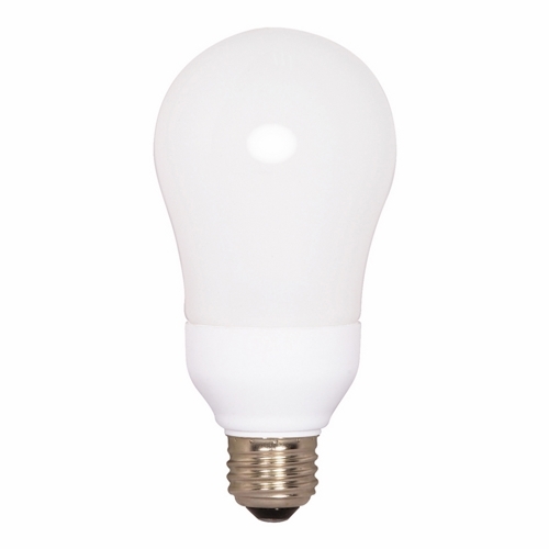 Compact Fluorescent Type A Lamp, Designation: 15A19/27, 120 V, 15 WTT, A19 Shape, E26 Medium Base, 10000 HR, Lumens: 800 LM Initial, 2700 DEG K Color Temperature, Warm White 82 CRI, 4-5/8 IN Length, 2-9/32 IN Diameter