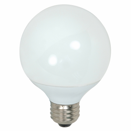 Compact Fluorescent Globe Lamp, Designation: 9G25/27, 120 V, 9 WTT, G25 Shape, E26 Medium Base, 10000 HR, Lumens: 540 LM Initial, 2700 DEG K Color Temperature, Warm White 82 CRI, 4-11/32 IN Length, 3-1/8 IN Diameter