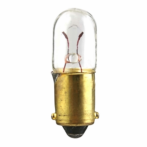 Miniature Lamp, Designation: 1835, 55 V, 2.8 WTT, T3 1/4 Shape, BA9s Miniature Bayonet Base, Clear, C-5 Filament, 5000 HR, Lumens: 1.1 LM Initial, 1-1/4 IN Length, 13/32 IN Diameter