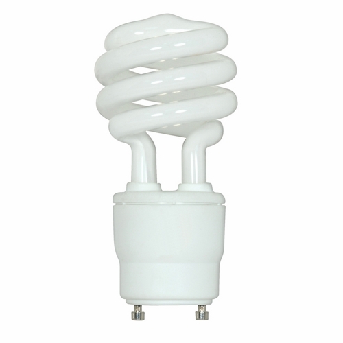 Compact Fluorescent Spiral Lamp, Designation: 18GU24/35, 120 V, 18 WTT, T2 Shape, GU24 GU24 Base, 10000 HR, Lumens: 1200 LM Initial, 3500 DEG K Color Temperature, Neutral White 82 CRI, 4-5/8 IN Length, 2-1/8 IN Diameter