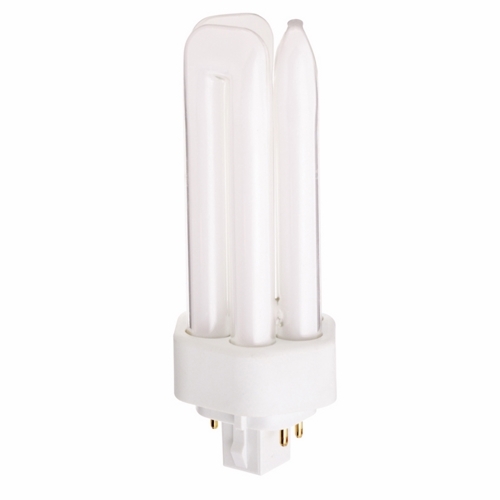 Compact Fluorescent Triple Twin 4 Pin Lamp, Designation: CFT26W/4P/841, 26 WTT, T4 Shape, GX24q-3 GX24q-3 (4-Pin) Base, 15000 HR, Lumens: 1800 LM Initial, 4100 DEG K Color Temperature, Cool White 82 CRI, 5-5/16 IN Length