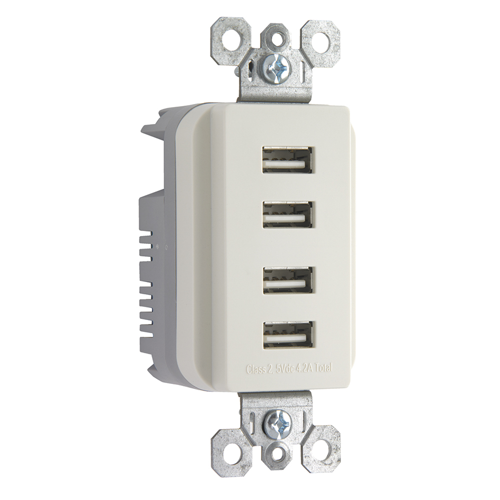 USB Quad Charger  - Light Almond
