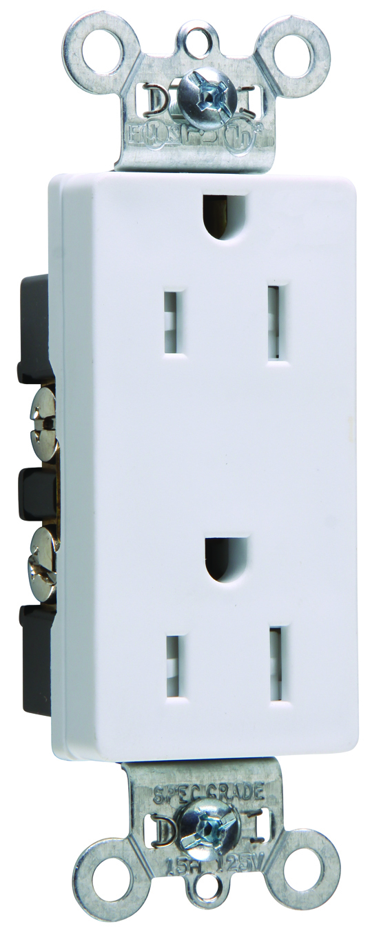 TR DECO RECEP 15A 125V SIDE WIRE WH