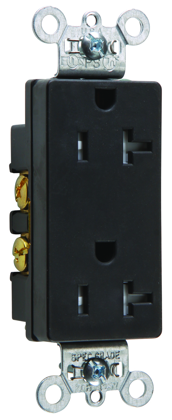 TR DECO RECEP 20A 125V S+B WIRE BK