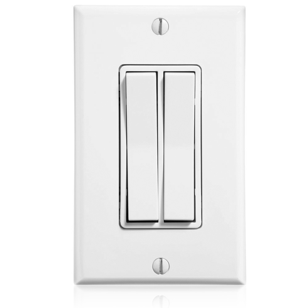 LevNet RF 902MHz Self-Powered Wireless Remote Switches. 1-Gang Dual Rocker Decora Switch - White