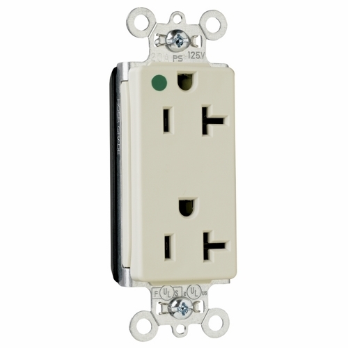 PlugTail Decorator Hospital Grade Duplex Receptacle 20amp 125volt Ivory