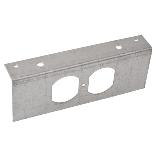 Device Plate, Galvanized Steel, Duplex Receptacle, For use with Four Gang Recessed Service Floor Box, 126 Cubic Inches for Device Access and 40 Cubic Inches for Device Compartments, Length 5-3/4 Inches, Width 2-3/4 Inches, Depth 2-1/2 Inches, 3/4 Inch and 1-1/4 Inch Knockouts, Galvanized Steel, Delivers Power, Communications and Data from Standard Conduit with No Exposed Service Fittings