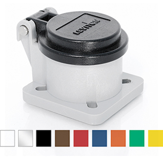 16 Series Panel Receptacle Encolsure with Automatic Closing Lid, Male/Female, Thermoplastic Housing and Cover, Stainless Steel Torsion Spring-Orange